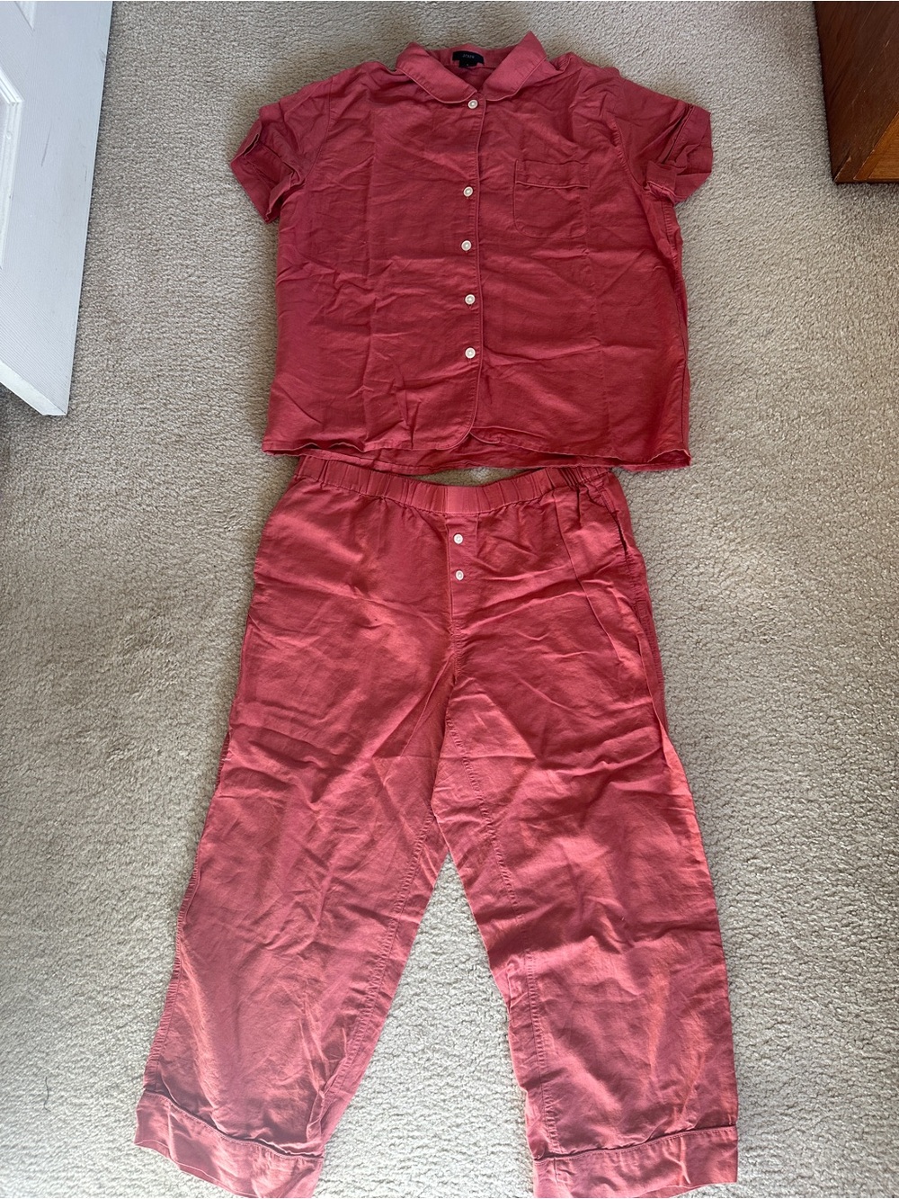 J. Crew Coral Red Two-Piece Pajama Set
